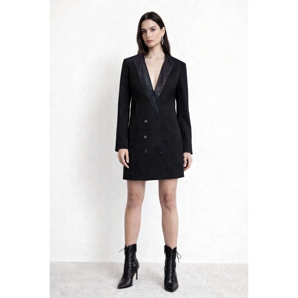 Erin Wasson x RVCA Blazer Dress Womens S Black Wool Double Breasted Goth Chic